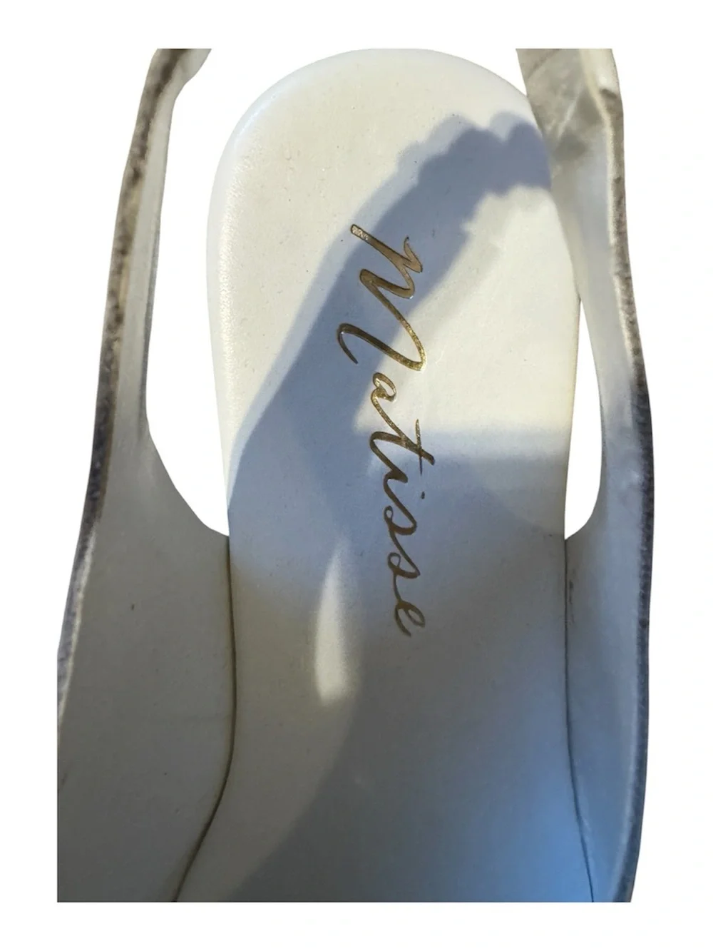 Matisse Natalia White Wedge Sandal with Gold Chain and Multicolor Platform